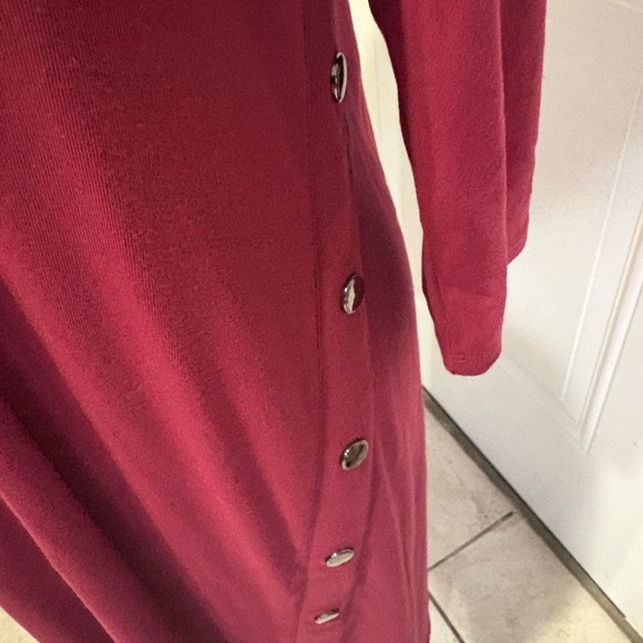 White House Black Market Burgundy Long Sleeve Dress - Picture 3 of 6